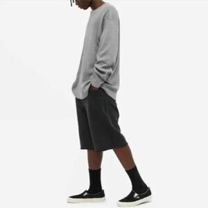 Fear Of God Essentials Mens Thermal Long Sleeve Henley Shirt XL Heather Grey